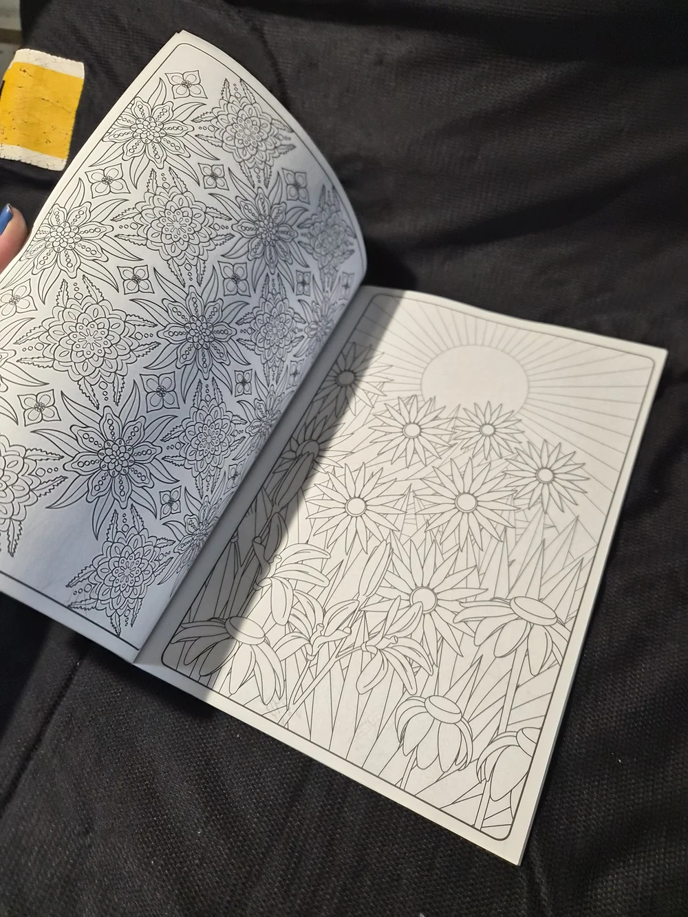 Hand-Colored Flowers Coloring Book Cover - Blue & Yellow